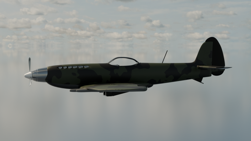 Spitfire or a plane from WWII 3D Model .c4d .max .obj .3ds .fbx .stl .blend 