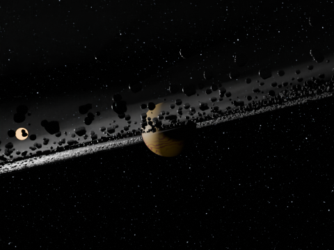 Saturn moon and earth in high quality 3D Model