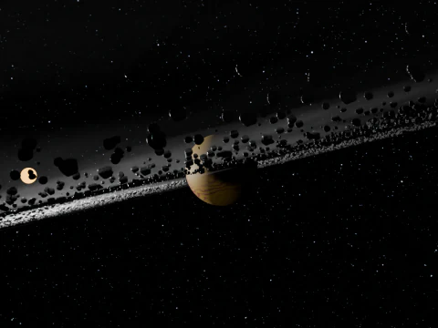土星の月と地球の高品質 3Dモデル