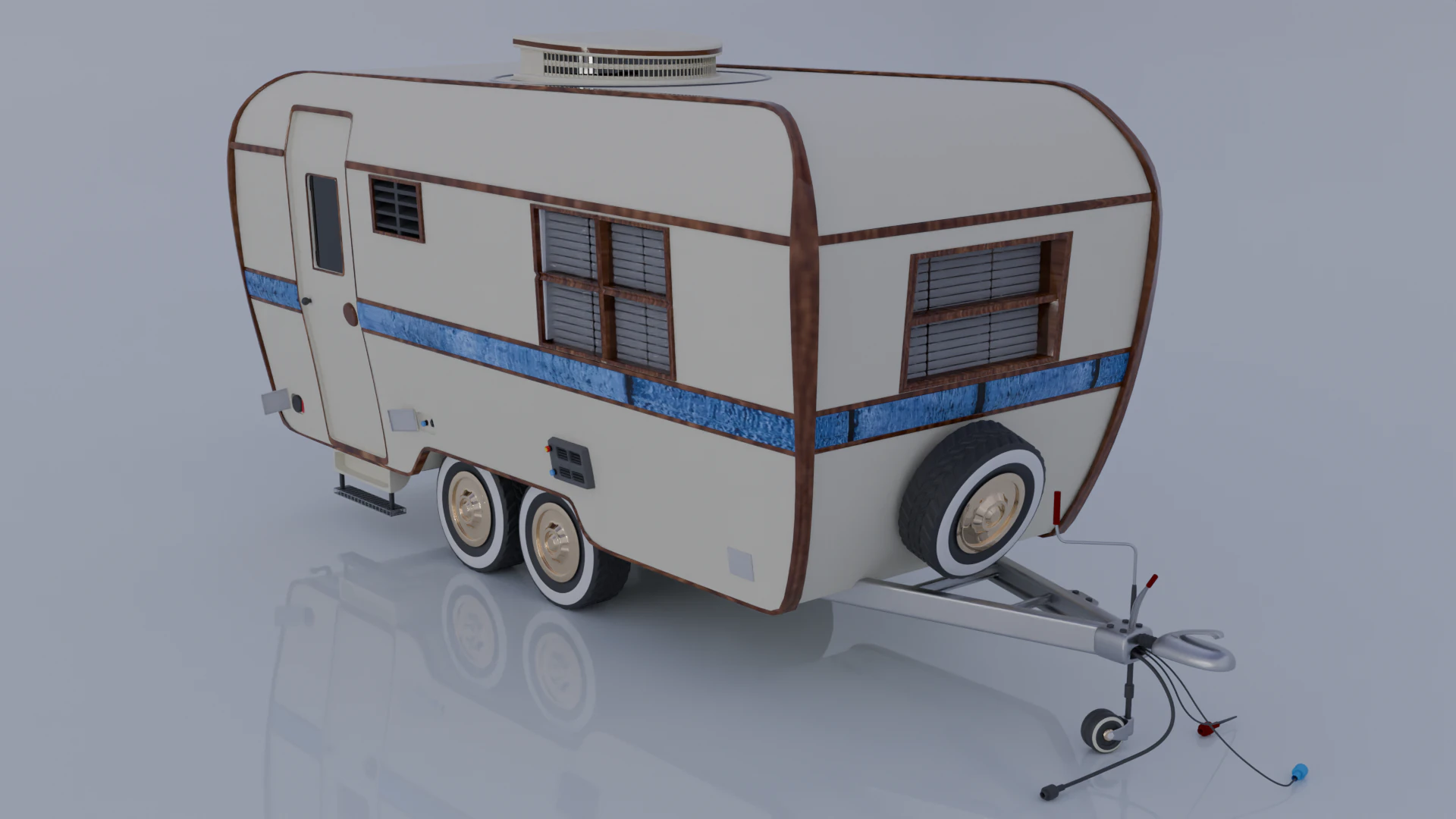High detailed camping trailer 3D Model .c4d .max .obj .3ds .fbx .stl .blend