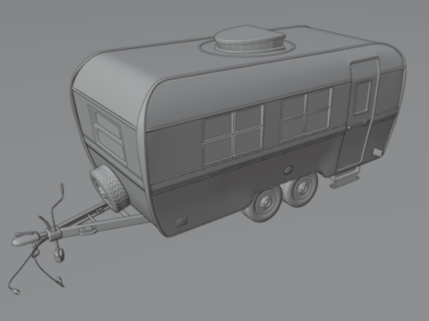 High detailed camping trailer 3D Model