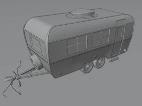 High detailed camping trailer 3D Model