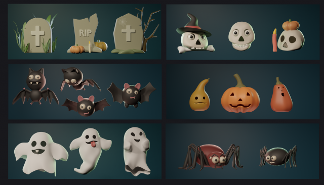 3d Halloween 3D Model .c4d .max .obj .3ds .fbx .stl .blend 