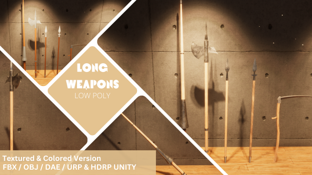 Long Weapons - Lowpoly Textured and Colorbased Modelo 3D .c4d .max .obj .3ds .fbx .stl .blend 