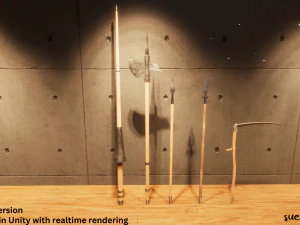 Long Weapons - Lowpoly Textured and Colorbased 3D Model