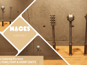 Mazze: Lowpoly strutturato e basato su colori Modello 3D