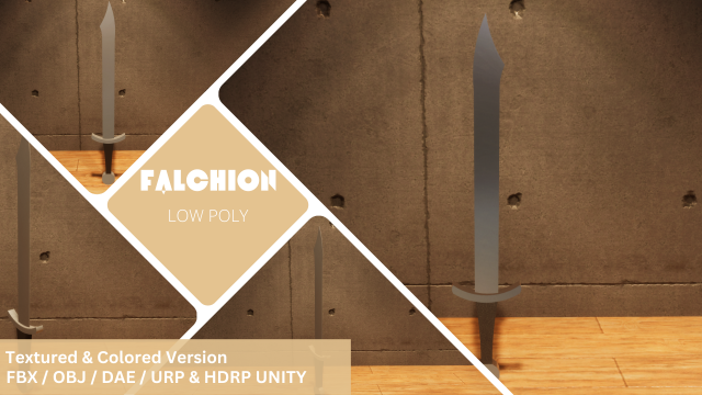 Falchion - Lowpoly Textured and Colorbased Model 3D .c4d .max .obj .3ds .fbx .stl .blend 