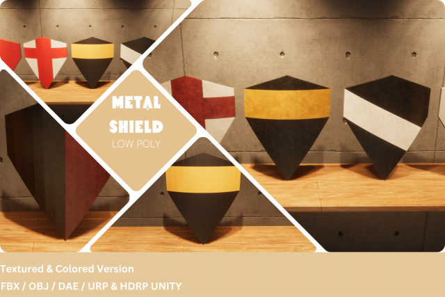 Metal Shield - Lowpoly Textured and Colorbased Modello 3D .c4d .max .obj .3ds .fbx .stl .blend 