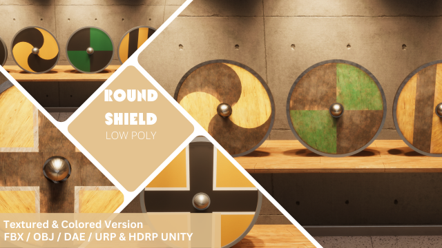 Round Shield - Lowpoly Textured and Colorbased Modelo 3D .c4d .max .obj .3ds .fbx .stl .blend 