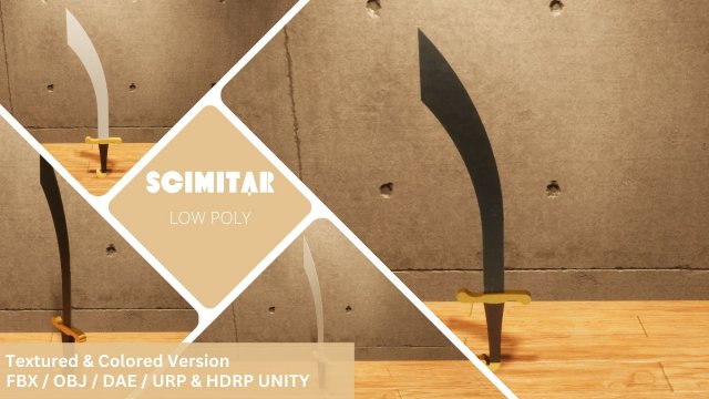 Scimitar - Lowpoly Textured and Colorbased 3D Model .c4d .max .obj .3ds .fbx .stl .blend 