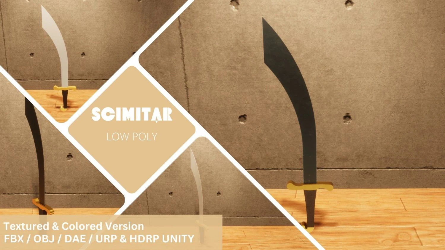 Scimitar - Lowpoly Textured and Colorbased 3D Model .c4d .max .obj .3ds .fbx .stl .blend 