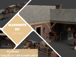 Medieval Blacksmith Set Low-poly 3D Model