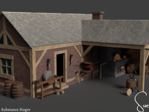 Medieval Blacksmith Set Low-poly 3D Model