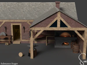 Medieval Blacksmith Set Low-poly 3D Model