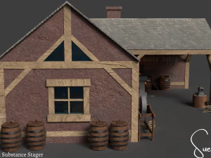 Medieval Blacksmith Set Low-poly 3D Model