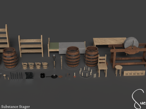 Medieval Blacksmith Set Low-poly 3D Model