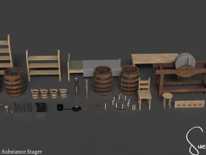 Medieval Blacksmith Set Low-poly 3D Model