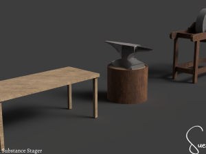 Medieval Blacksmith Set Low-poly 3D Model