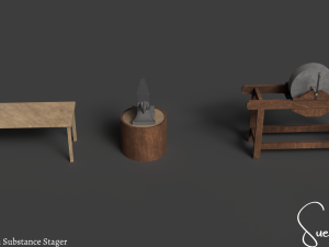 Medieval Blacksmith Set Low-poly 3D Model
