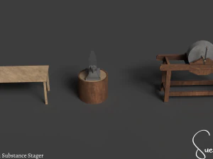 Medieval Blacksmith Set Low-poly 3D Model