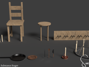 Medieval Blacksmith Set Low-poly 3D Model