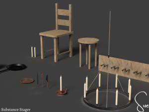 Medieval Blacksmith Set Low-poly 3D Model