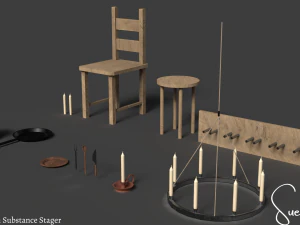 Medieval Blacksmith Set Low-poly 3D Model