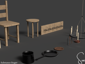 Medieval Blacksmith Set Low-poly 3D Model