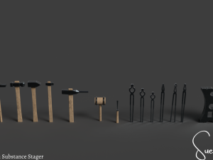 Medieval Blacksmith Set Low-poly 3D Model