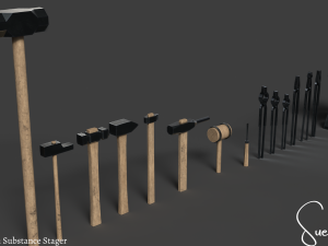 Medieval Blacksmith Set Low-poly 3D Model