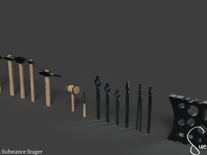 Medieval Blacksmith Set Low-poly 3D Model