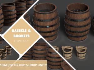 Barrels And Buckets 3D Model