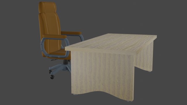 Office table and chair Model 3D .c4d .max .obj .3ds .fbx .stl .blend 