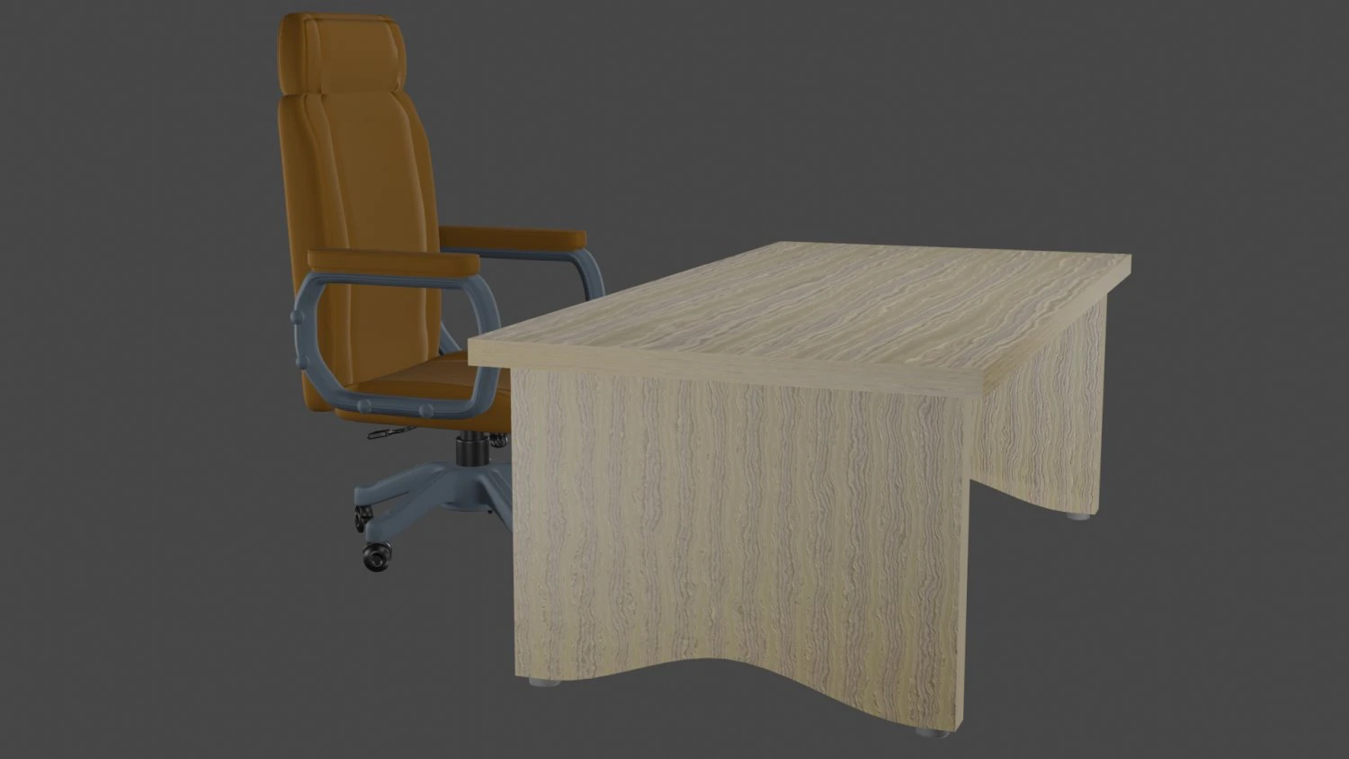 Office table and chair 3D Model .c4d .max .obj .3ds .fbx .stl .blend 