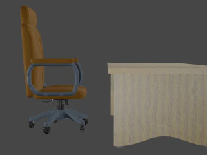 Office table and chair 3D Model
