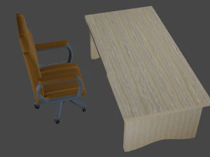 Office table and chair 3D Model