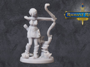 Female elf ranger level 1 32mm anime-style for DND Pathfinder RPGs Modèles 3D en vedette