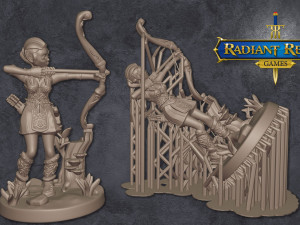 Female elf ranger level 1 32mm anime-style for DND Pathfinder RPGs Modèles 3D en vedette