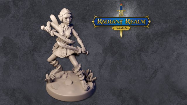Female elf ranger level 20 with two swords 32mm anime-style for DND Pathfinder RPGs 3D Druckmodell .c4d .max .obj .3ds .fbx .stl .blend