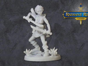 Elfa ranger feminina n&iacute;vel 20 com duas espadas estilo anime de 32 mm para RPGs DND Pathfinder Modelo de Impressão 3D