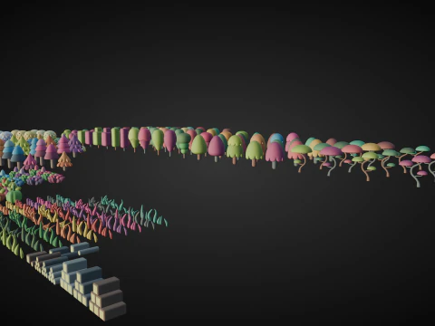 Cute Lowpoly Game Assets Tree 3D Model