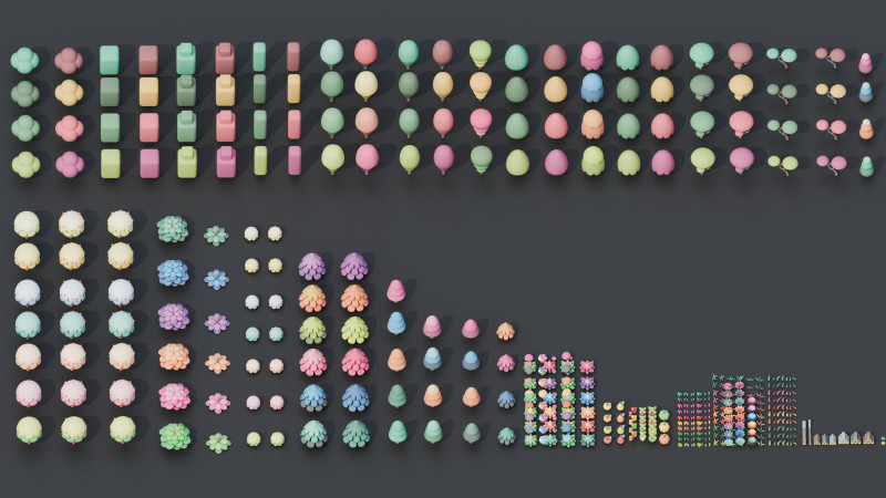Cute Lowpoly Game Assets Tree 3D Model .c4d .max .obj .3ds .fbx .stl .blend 