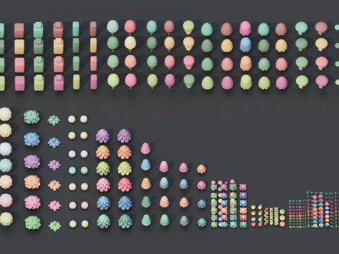 Симпатичное низкополигональное дерево игровых ресурсов 3D Модель