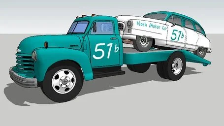 1950 Nash Stock Car And Hauler 3D Model .c4d .max .obj .3ds .fbx .stl .blend