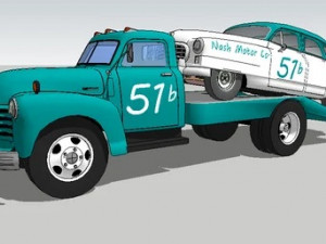 1950 Nash Stock Car And Hauler Modèle 3D