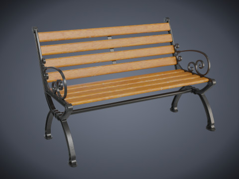 Vintage Street Bench 3D Model