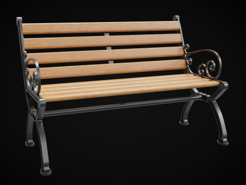 Vintage Street Bench 3D Model