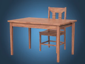 Table and Chair 3D Model