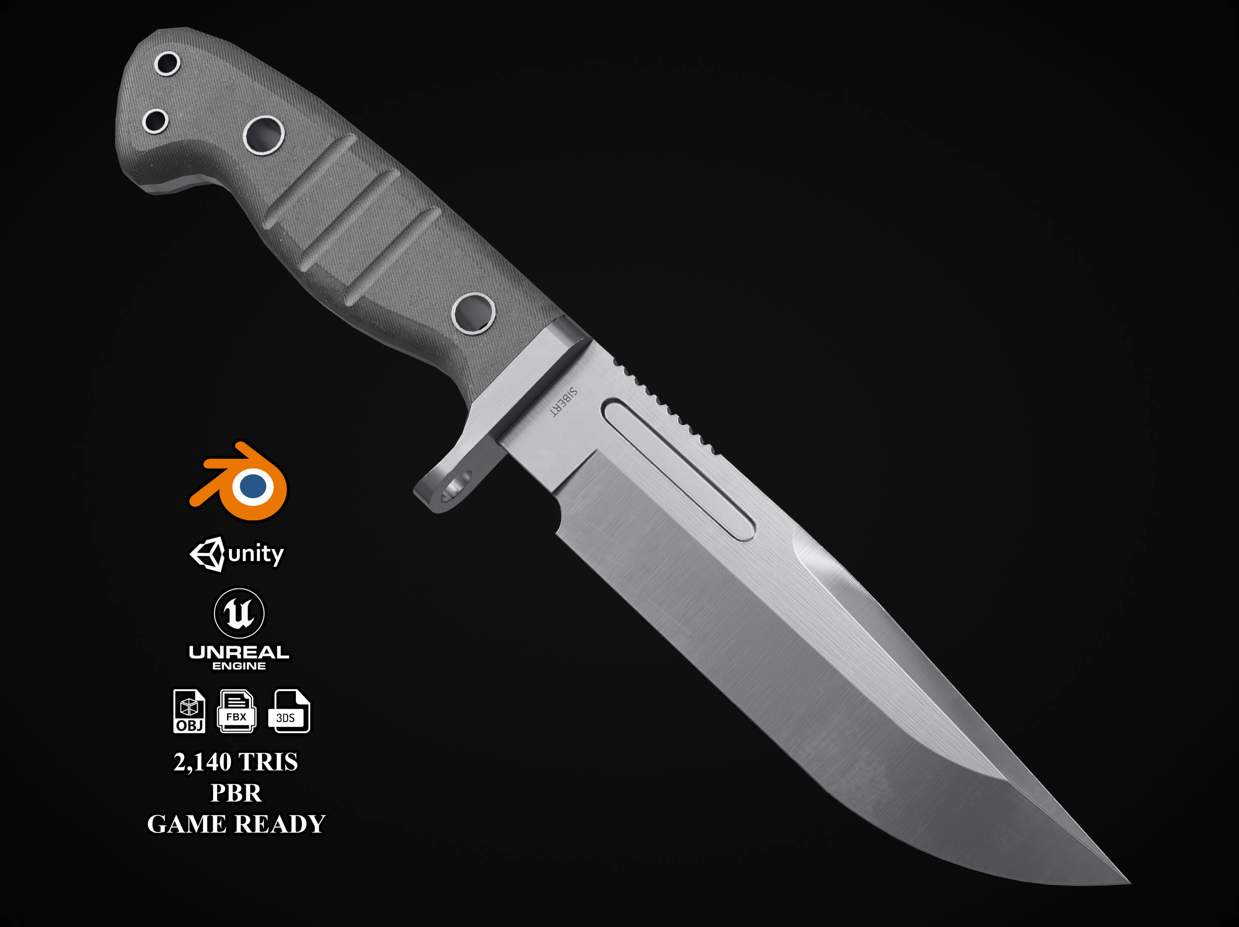 Sibert scout knife 3D Model .c4d .max .obj .3ds .fbx .stl .blend 