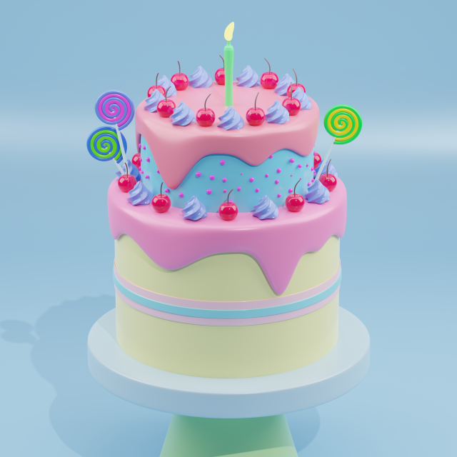 Birthday Cake Modèle 3D .c4d .max .obj .3ds .fbx .stl .blend 